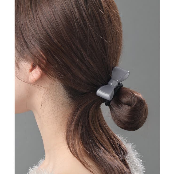 シンプルカラーリボンヘアゴム アクリル ヘアアクセサリーH[品番