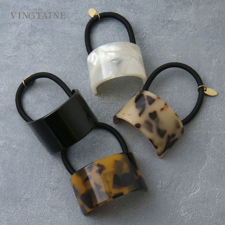 べっ甲風プレートヘアゴム ヘアカフ マーブル | VINGTAINE | 詳細画像1 