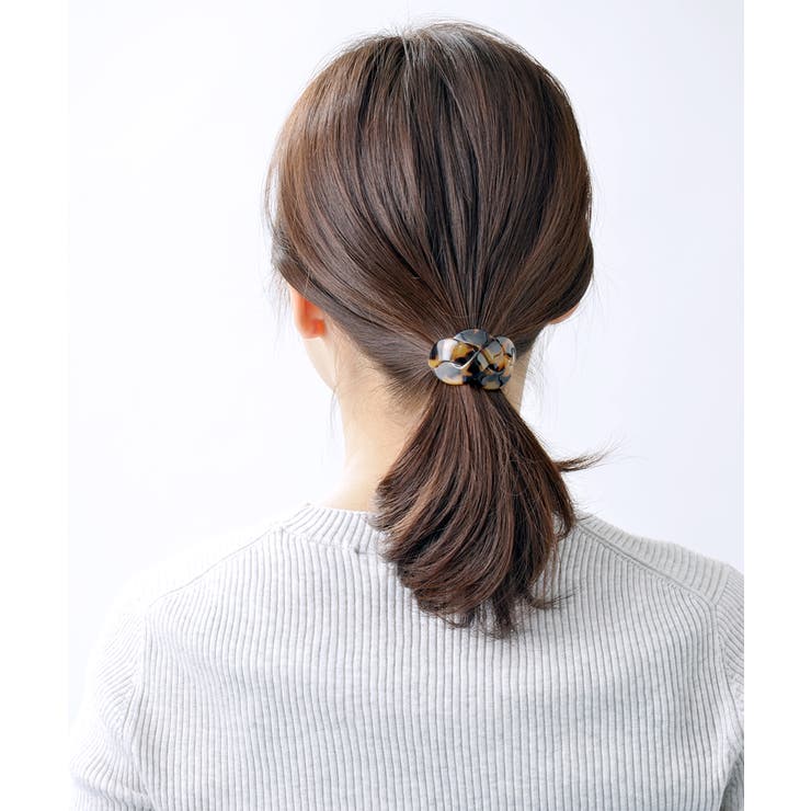 べっ甲風編み込みデザインヘアゴム ヘアカフ マーブル | VINGTAINE | 詳細画像13 