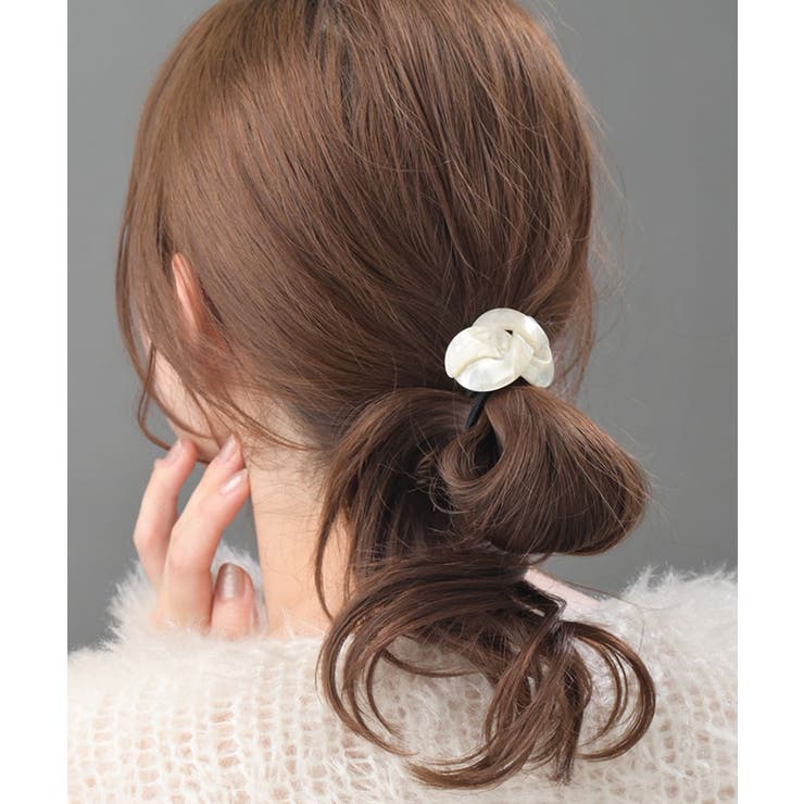 べっ甲風編み込みデザインヘアゴム ヘアカフ マーブル | VINGTAINE | 詳細画像2 
