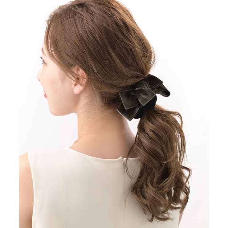 ベロアリボンヘアゴム/秋冬/シンプル/ヘアアクセサリー H-882 | VINGTAINE | 詳細画像4 