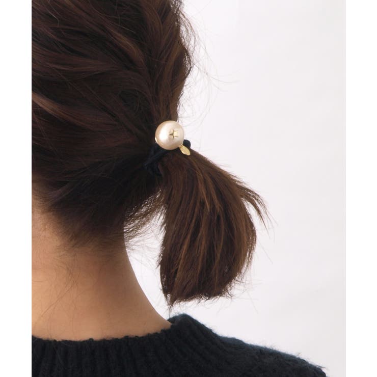 ミニスター付きコットンパールヘアゴム ポニーフック（S） ヘアカフ | VINGTAINE | 詳細画像6 