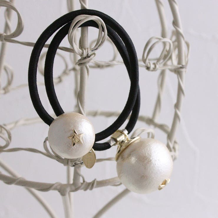 ミニスター付きコットンパールヘアゴム ポニーフック（S） ヘアカフ | VINGTAINE | 詳細画像8 