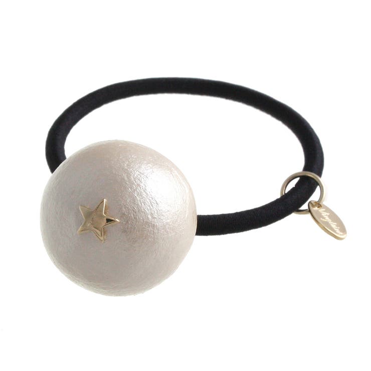 ミニスター付きコットンパールヘアゴム ポニーフックヘアカフ シンプル | VINGTAINE | 詳細画像2 