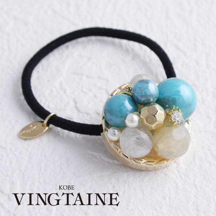 ターコイズカラーミックスポニーフック ヘアゴム ヘアカフ | VINGTAINE | 詳細画像1 