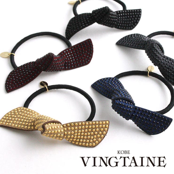 スタッズ風リボンヘアゴム ベーシック ブラック | VINGTAINE | 詳細画像1 