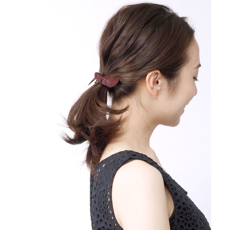 スタッズ風リボンヘアゴム ベーシック ブラック | VINGTAINE | 詳細画像4 