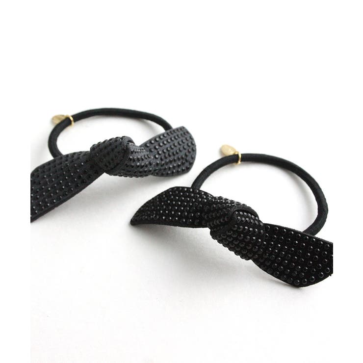 スタッズ風リボンヘアゴム ベーシック ブラック | VINGTAINE | 詳細画像9 