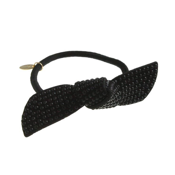 ブラック | スタッズ風リボンヘアゴム ベーシック ブラック | VINGTAINE