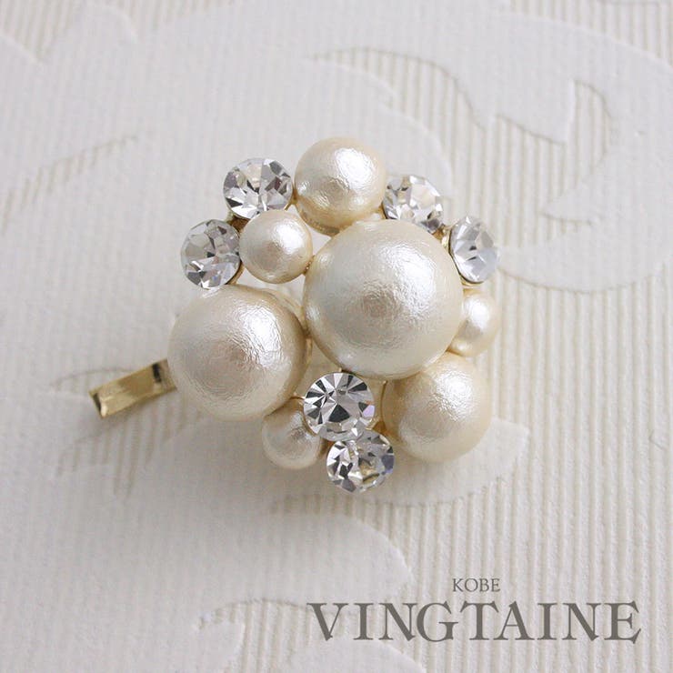 コットンパールビジューヘアカフ ポニーフック ヘアフック | VINGTAINE | 詳細画像1 