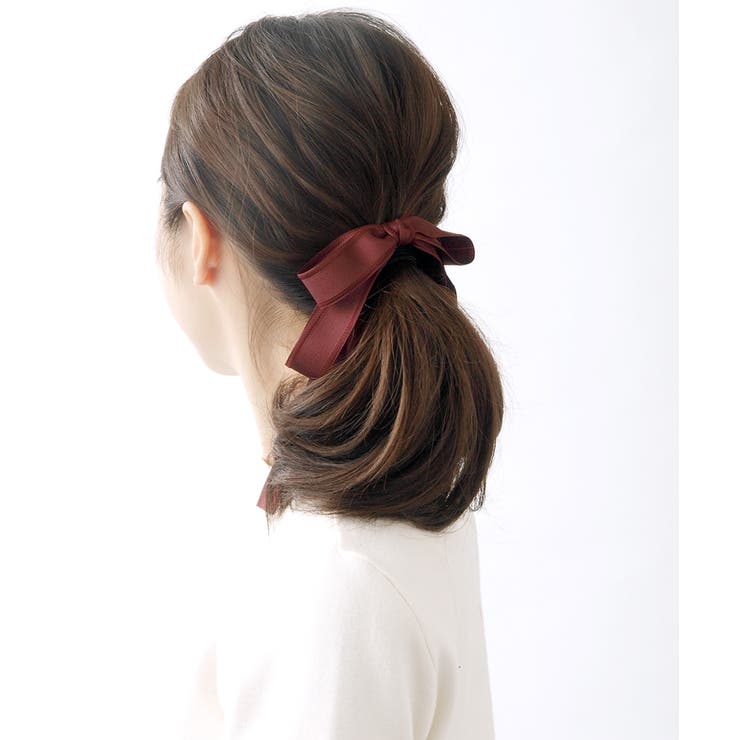 ワイン | ロングリボンヘアカフ ポニーフック ヘアフック | VINGTAINE