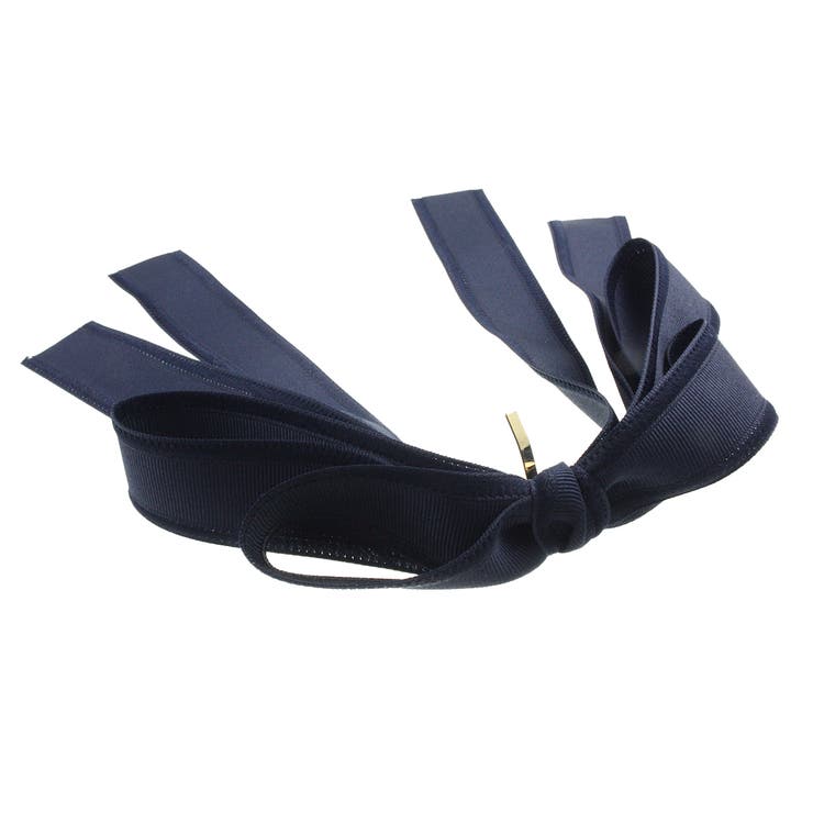 ネイビー | ロングリボンヘアカフ ポニーフック ヘアフック | VINGTAINE