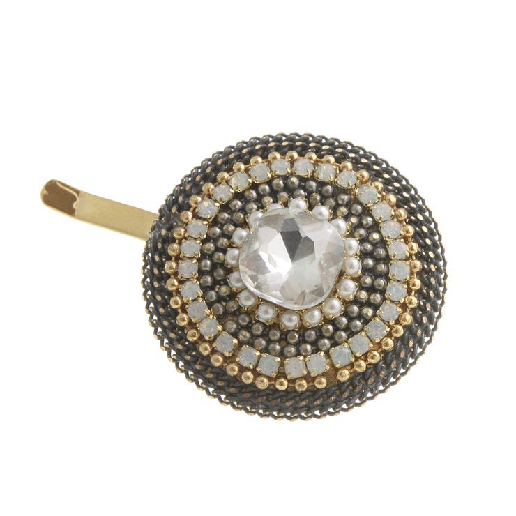 グレー | カラービジューサークルヘアカフ ポニーフック ヘアフック | VINGTAINE