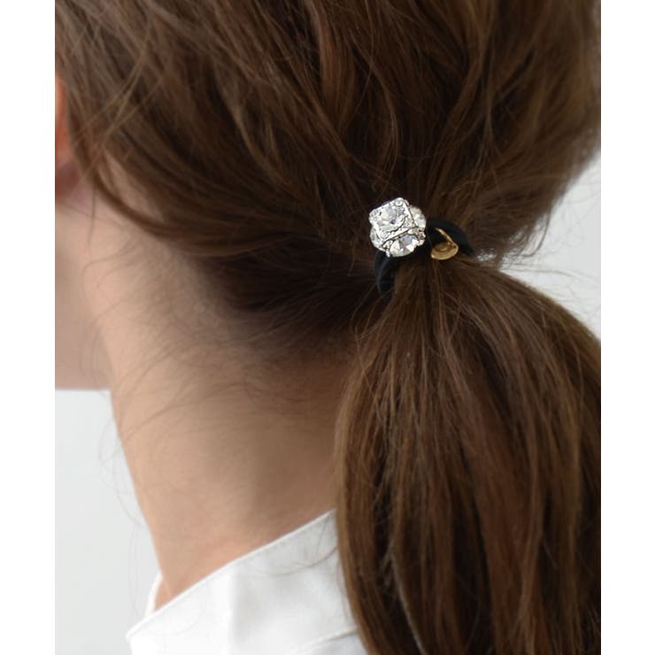 ラインストーンキューブヘアゴム ビジュー キラキラ[品番