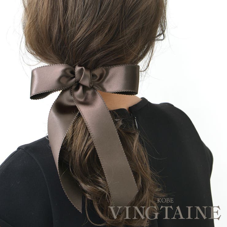 サテンロングリボンポニーフック ヘアカフ ヘアカフス | VINGTAINE | 詳細画像1 