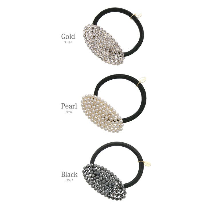 ビジューストーン＆パールオーバル型ヘアゴム シンプル ヘアアクセサリー | VINGTAINE | 詳細画像2 