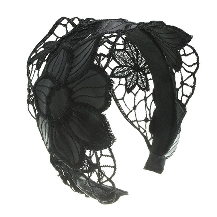 レース×レザーフラワーカチューシャ/ヘッドアクセ/ヘアアクセサリー HK-41 | VINGTAINE | 詳細画像2 