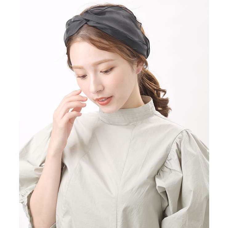 ブラック | ヘアバンド オーガンジー シアー | VINGTAINE