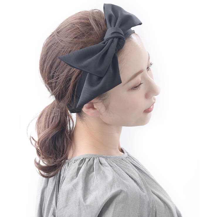 ブラック | ヘアバンド リボン 取り外し可能 | VINGTAINE