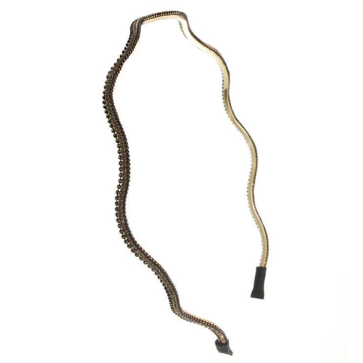 ブラック | カラービジューウェーブ細カチューシャ シンプル ブラック | VINGTAINE