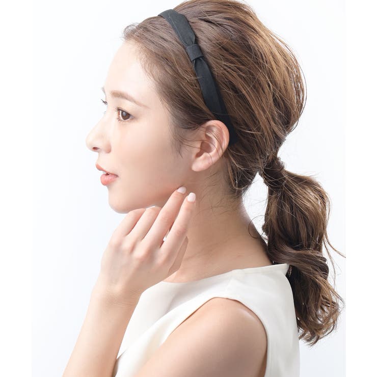 ブラック | カラーリニューアル サイドリボン細カチューシャ シンプル | VINGTAINE