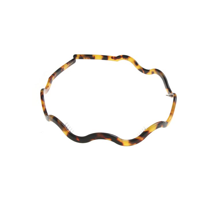 ブラウン | べっ甲風ウエーブカチューシャ 細め シンプル | VINGTAINE