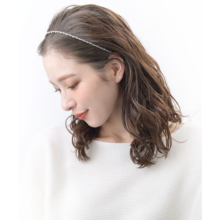 シルバー | メタルロープチェーンカチューシャ ツイスト ヘアアクセサリー | VINGTAINE