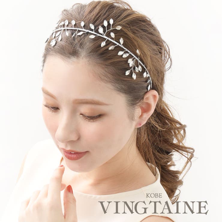 リーフモチーフビジューカチューシャ ブランチ風 華やか | VINGTAINE | 詳細画像1 