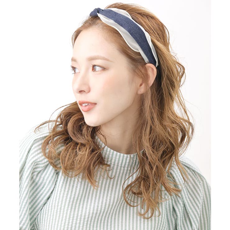 インディゴブルー | カチューシャ デニム風 シフォン | VINGTAINE