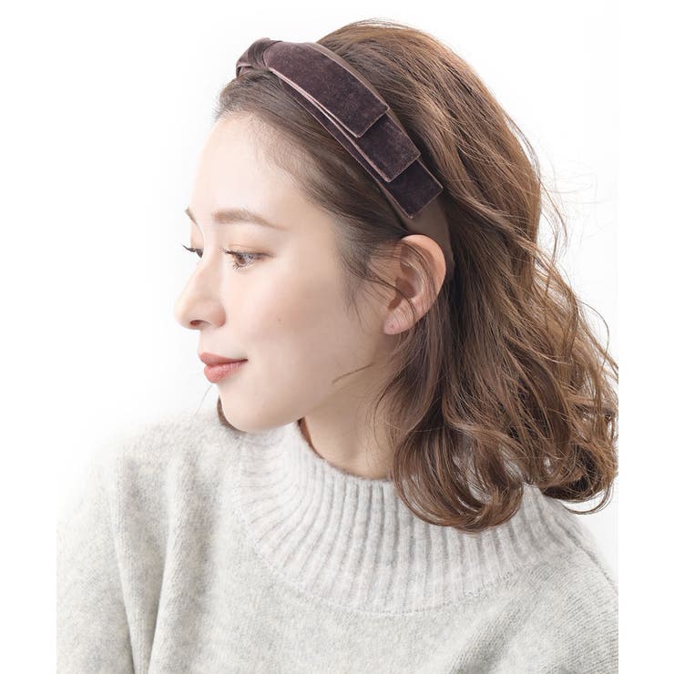 ブラウン | カチューシャ ベルベット 3連 | VINGTAINE