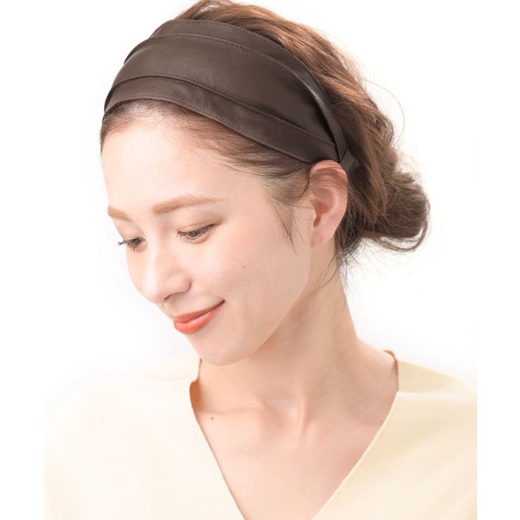 ブラウン | カチューシャ 2way フェイクレザー | VINGTAINE