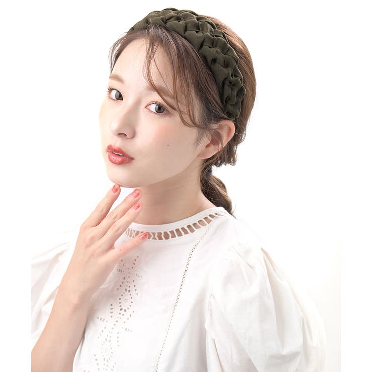 カーキ | カチューシャ 編み込み ベーシック | VINGTAINE