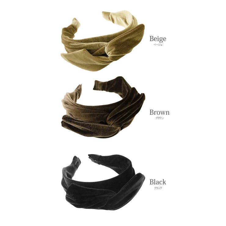 ブラック | ベロアカチューシャ ワイヤー入りリボン アレンジ | VINGTAINE