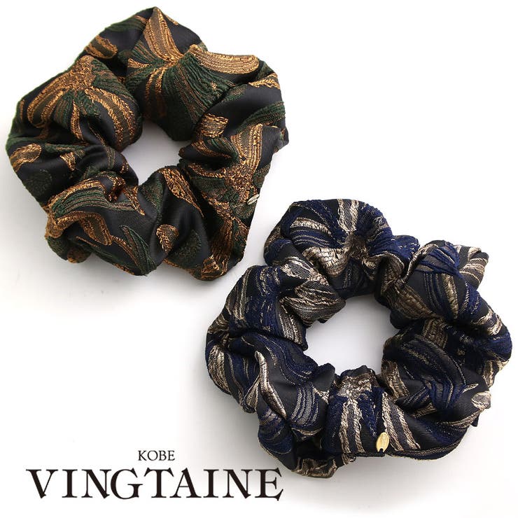 花柄刺繍シュシュ ボリューム 大柄 | VINGTAINE | 詳細画像1 