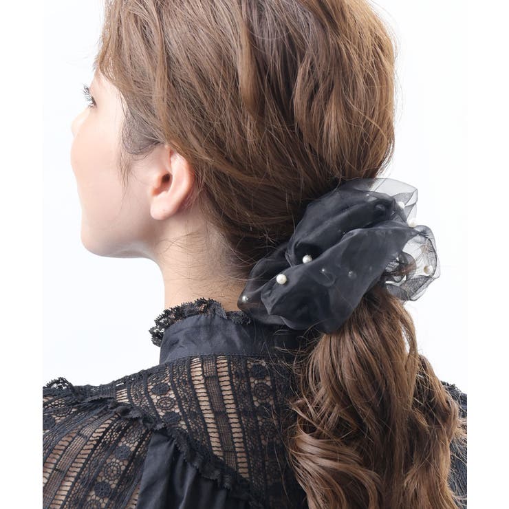 パール付きオーガンジーボリュームシュシュ シアー 上品 | VINGTAINE | 詳細画像7 