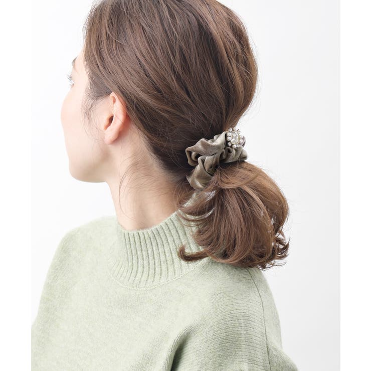 モカ | シュシュ ベロア ビジュー | VINGTAINE