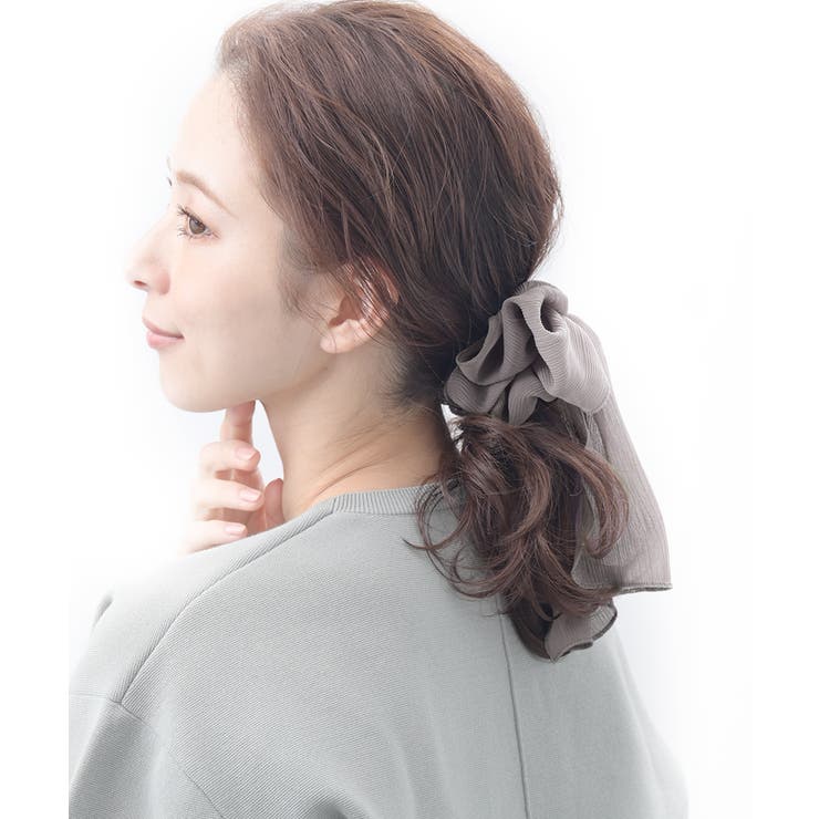 グレー | シュシュ シフォン リボン | VINGTAINE