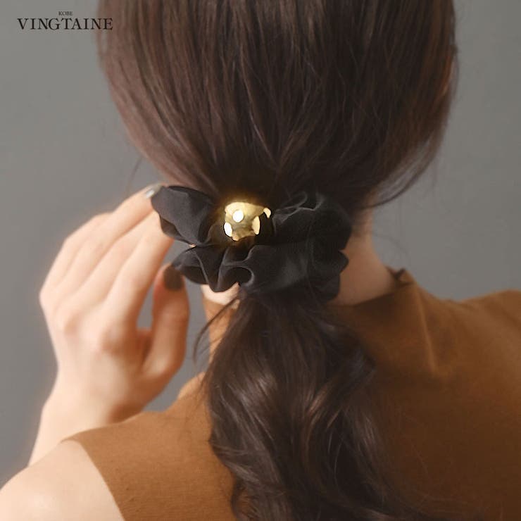 シュシュ メタルボール付き サテン | VINGTAINE | 詳細画像1 