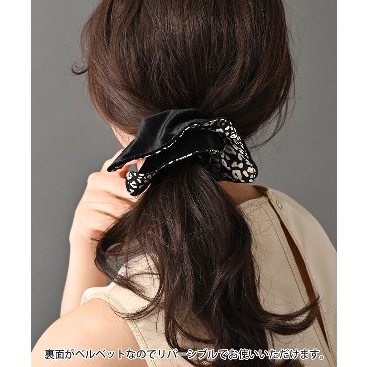 スクエアシュシュ レオパード柄 ベロア | VINGTAINE | 詳細画像7 