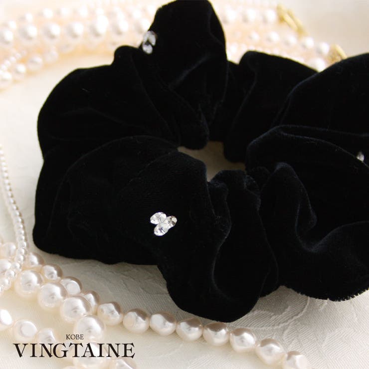 ストーン付きベロアシュシュ シンプル オフィス | VINGTAINE | 詳細画像1 