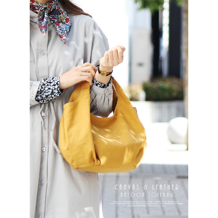 本革×キャンバスバルーントートバッグ | Vita Felice | 詳細画像2 