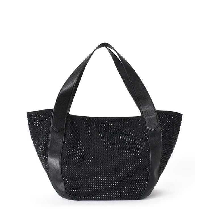 CURLY　ストライプ　ラインストーントートバッグ シルバー ラインストーン トートバッグ 買い物バッグ | Baginning