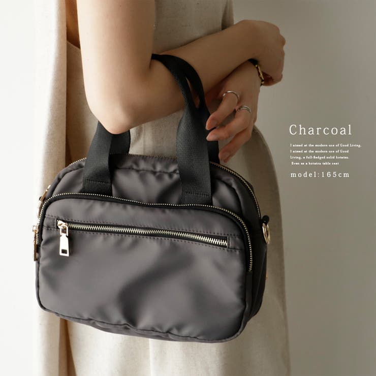 チャコール | ナイロン2wayミニショルダートート | Vita Felice
