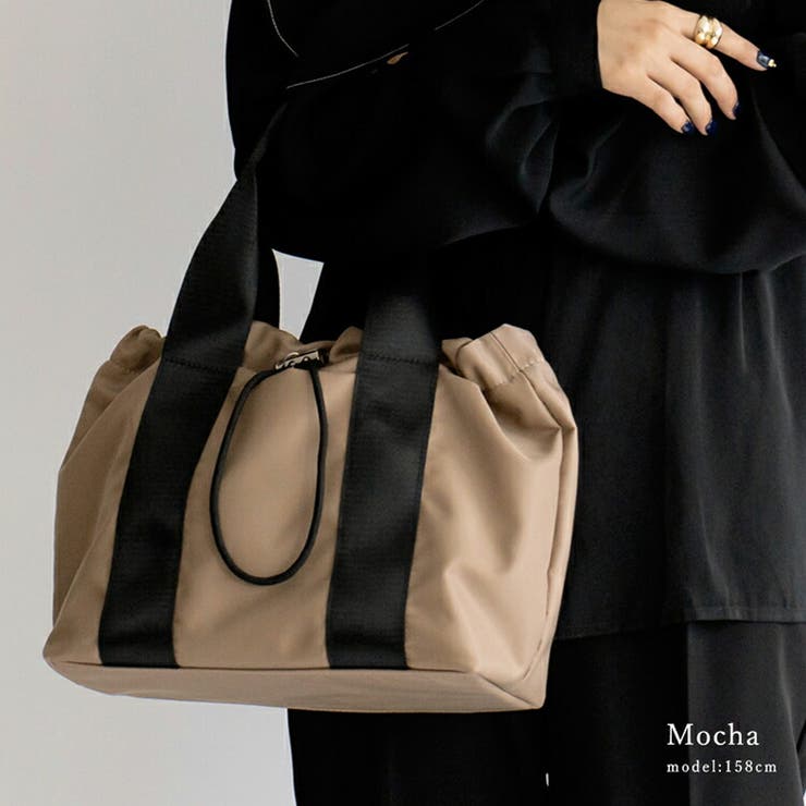 モカ | 巾着ナイロン2wayトートバッグ | Vita Felice