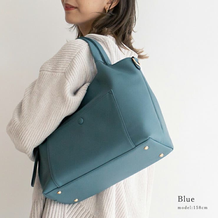 ブルー | パスケース付き2wayトートバッグ | Vita Felice