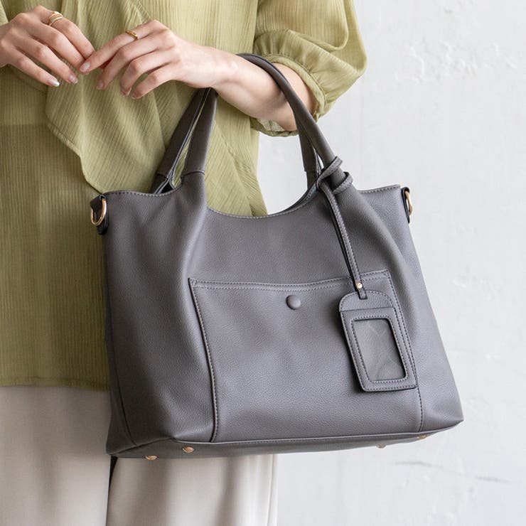 グレー | パスケース付き2wayトートバッグ | Vita Felice