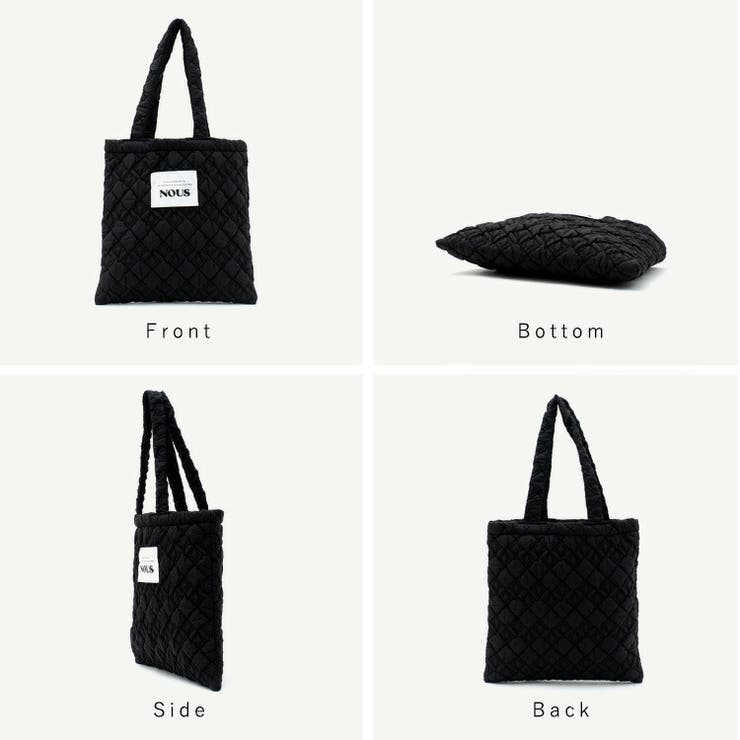 黒いナイロンキルティングハンドバッグ CORNERS トートバッグ キルティングトートバッグ レディース