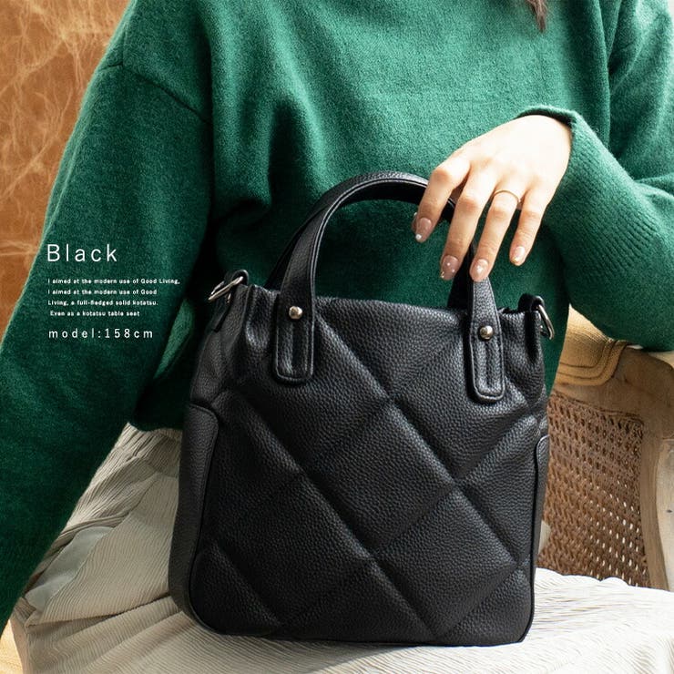 ブラック | キルティング2wayトートバッグ | Vita Felice