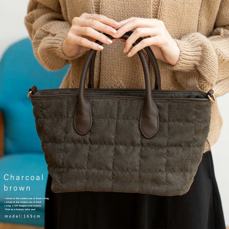 チャコールブラウン | ベロア2wayミニトートバッグ | Vita Felice