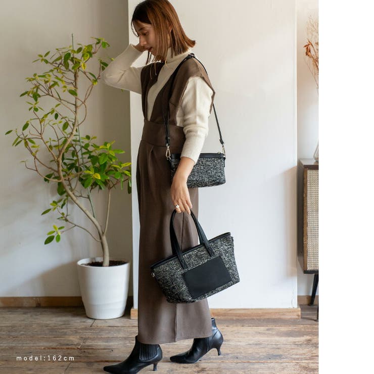 ポシェット付き2wayツイードトートバッグ[品番：VI000007175]｜Vita